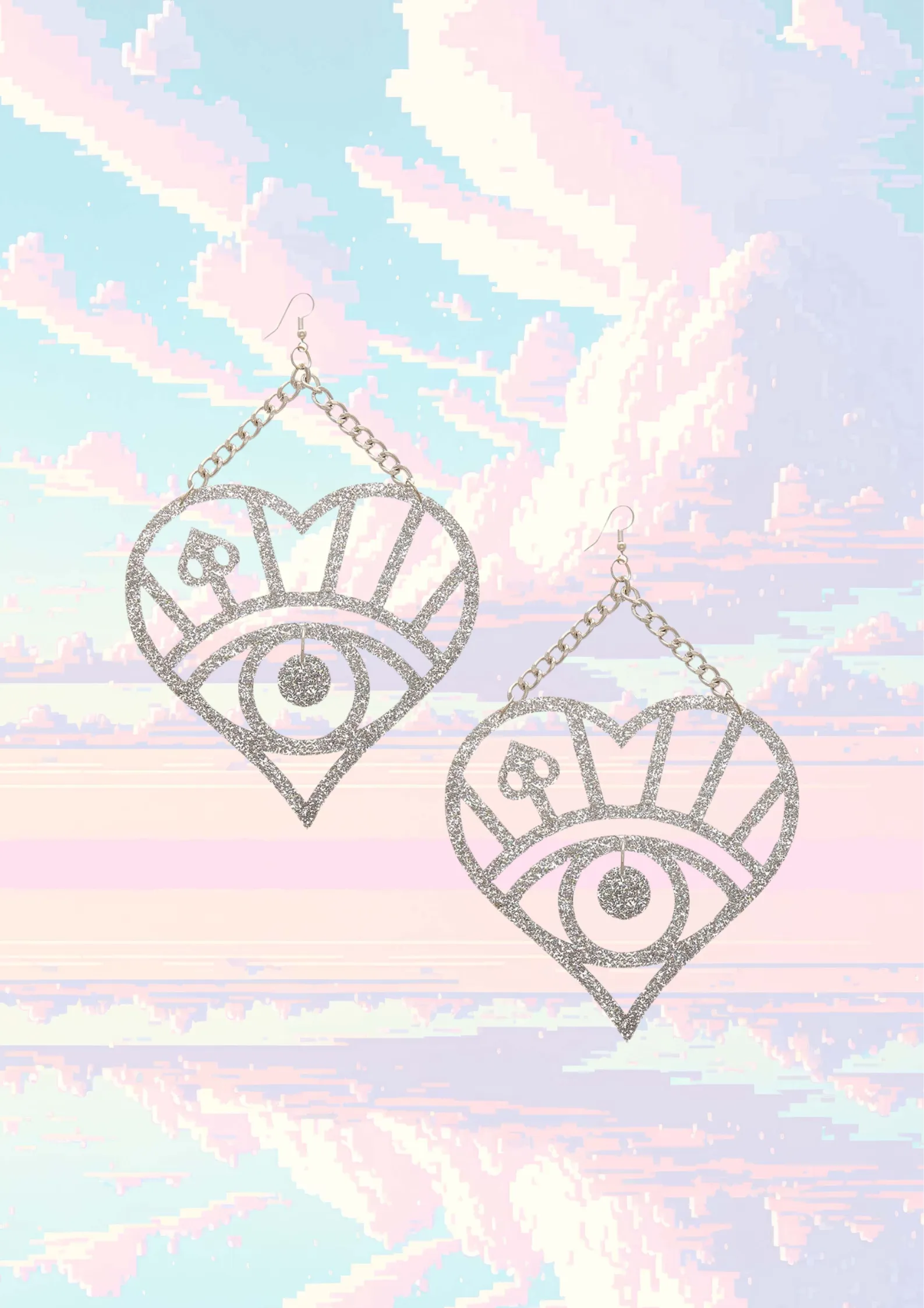 XL Silver Glitter Earrings