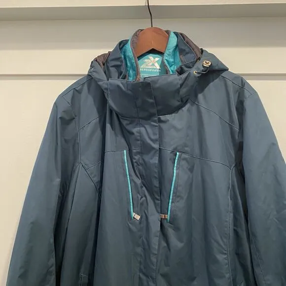 Zeroxposur Jacket 3-in-1 Women 2X Teal Green Lined Insulated Hood Zip Pockets